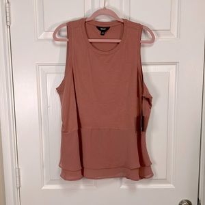 NWT Simply Vera Vera Wang Tiered Peplum Hem Mauve Tank Size XXL